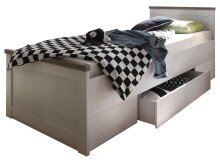 Bettgestell >Lebbie< in Pinie Weiß - 96x90x205cm (BxHxT)