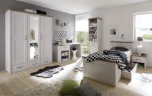Bettgestell >Lebbie< in Pinie Weiß - 96x90x205cm (BxHxT)