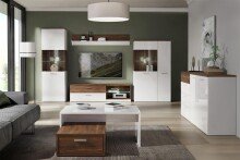 Vitrine >Rafina< in Bakersfield Walnuss - 95,1x162,4x42cm (BxHxT)