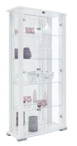 Glasvitrine >STELLA< in Weiß - 86x178x38cm (BxHxT)