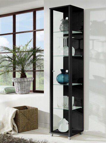 Glasvitrine >OPTIMA< in Schwarz Struktur - 31,5x172x32cm (BxHxT)