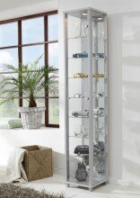 Glasvitrine >OPTIMA< in Silber - 31,5x172x32cm (BxHxT)