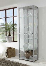 Glasvitrine >OPTIMA< in Silber - 58x172x32cm (BxHxT)