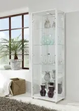 Glasvitrine >OPTIMA< in Weiß - 58x172x32cm...