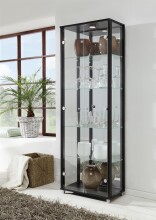 Glasvitrine >OPTIMA< in Schwarz Struktur -...