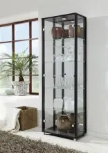 Glasvitrine >OPTIMA< in Schwarz Struktur -...