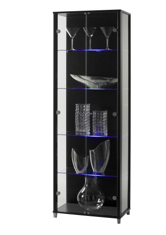 Glasvitrine >OPTIMA< in Schwarz Struktur - 58x172x32cm (BxHxT)