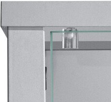 Glasvitrine >OPTIMA< in Silber - 58x172x32cm (BxHxT)