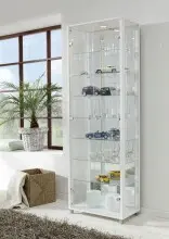 Glasvitrine >OPTIMA< in Weiß - 58x172x32cm...