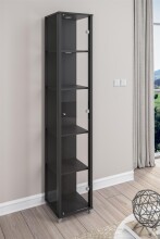 Glasvitrine >OPTIMA< in Schwarz Struktur -...