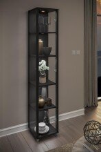 Glasvitrine >OPTIMA< in Schwarz Struktur -...