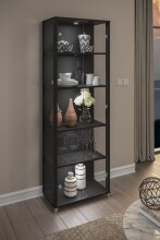 Glasvitrine >OPTIMA< in Schwarz Struktur -...