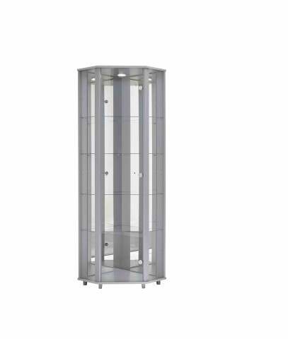 Eckvitrine >TRIO< in Silber - 71x172x50cm (BxHxT)