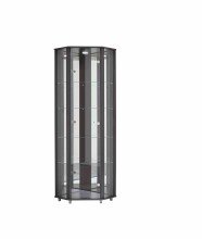 Eckvitrine >TRIO< in Schwarz Struktur - 71x172x50cm (BxHxT)