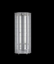 Eckvitrine >TRIO< in Silber - 71x172x50cm (BxHxT)