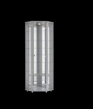 Eckvitrine >TRIO< in Silber - 71x172x50cm (BxHxT)