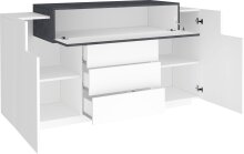 Kommode >Catania< in Weiß-Hochglanz / Weiß matt - 160x86x45cm (BxHxT)