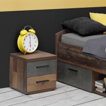 Nachtkonsole >Vyronas< in Old Wood Vintage - 37,6x38,6x34,7cm (BxHxT)