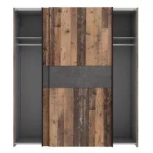 Schwebetürenschrank >Vyronas< in Old Wood Vintage - 170,3x190,5x62cm (BxHxT)