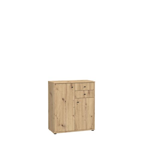 Kommode >Tembi< in Artisan Eiche - 73,7x85,5x34,8cm (BxHxT)