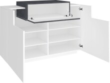 Schuhschrank >Catania< in Weiß-Hochglanz / Schiefer - 120x86x45cm (BxHxT)