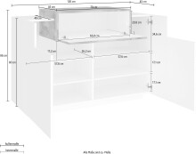Schuhschrank >Catania< in Weiß-Hochglanz / Schiefer - 120x86x45cm (BxHxT)