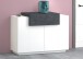 Schuhschrank >Catania< in Weiß-Hochglanz / Schiefer - 120x86x45cm (BxHxT)