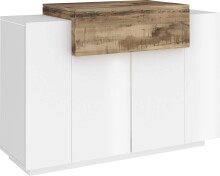 Schuhschrank >Catania< in Weiß-Hochglanz / Ahorn - 120x86x45cm (BxHxT)