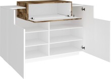 Schuhschrank >Catania< in Weiß-Hochglanz / Ahorn - 120x86x45cm (BxHxT)