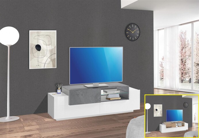 TV-Board >Catania< in Weiß-Hochglanz - 160x51x45cm (BxHxT)