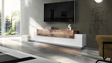TV-Board >Catania< in Weiß-Hochglanz - 200x51,6x45cm (BxHxT)