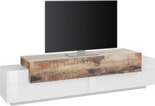TV-Board >Catania< in Weiß-Hochglanz / Ahorn - 200x51,6x45cm (BxHxT)