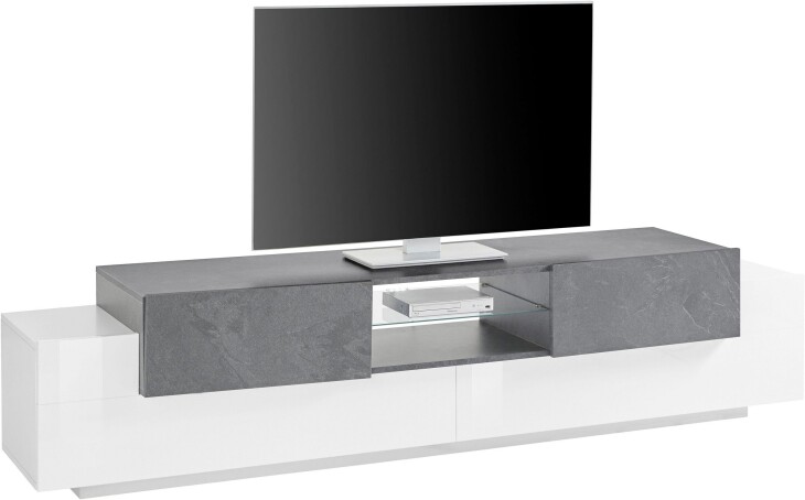 TV-Board >Catania< in Weiß-Hochglanz - 220x51x45cm (BxHxT)