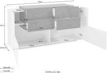 Sideboard >Catania< in Weiß-Hochglanz - 160x86x45cm (BxHxT)
