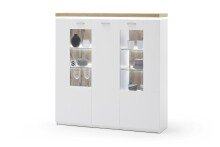 Highboard >Chalki< in Weiß - 138x143x38cm...