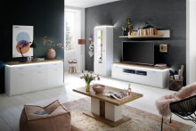Vitrine >Chalki< in Weiß - 70x198x38cm (BxHxT)