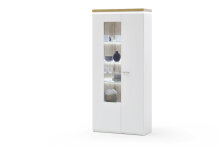 Vitrine >Chalki< in Weiß - 88x198x38cm (BxHxT)