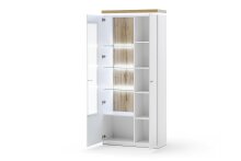 Vitrine >Chalki< in Weiß - 88x198x38cm (BxHxT)