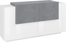 Sideboard >Catania< in Weiß-Hochglanz / Schiefer - 160x86x45cm (BxHxT)