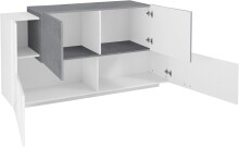 Sideboard >Catania< in Weiß-Hochglanz / Schiefer - 160x86x45cm (BxHxT)