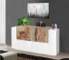 Sideboard >Catania< in Weiß-Hochglanz / Ahorn - 160x86x45cm (BxHxT)