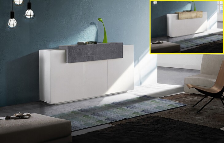 Sideboard >Catania< in Weiß-Hochglanz - 160x86x45cm (BxHxT)