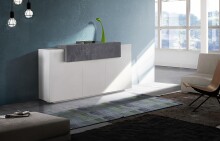 Sideboard >Catania< in Weiß-Hochglanz - 160x86x45cm (BxHxT)