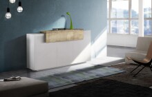 Sideboard >Catania< in Weiß-Hochglanz - 160x86x45cm (BxHxT)