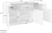Sideboard >Catania< in Weiß-Hochglanz/Schiefer - 160x86x45cm (BxHxT)