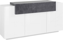 Sideboard >Catania< in Weiß-Hochglanz/Schiefer - 160x86x45cm (BxHxT)