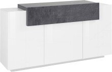 Sideboard >Catania< in Weiß-Hochglanz/Schiefer - 160x86x45cm (BxHxT)