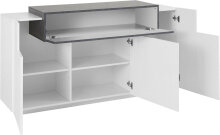 Sideboard >Catania< in Weiß-Hochglanz/Schiefer - 160x86x45cm (BxHxT)