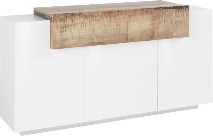 Sideboard >Catania< in Weiß-Hochglanz - 160x86x45cm (BxHxT)