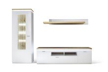 Wohnwand >Chalki< in Weiß - 280x198x44cm (BxHxT)